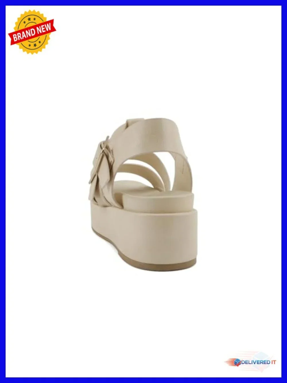 Women's Flatform Multi Strap Double Buckle Open Toe Platform Wedge Sandals